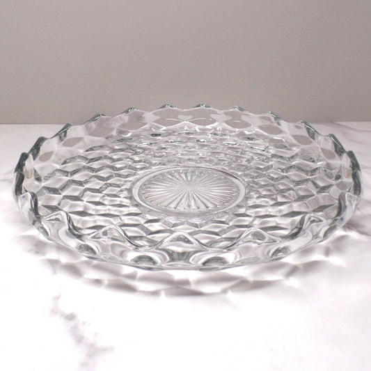 Vintage Fostoria American Clear (2056) Large Round Crystal Platter with High Sides