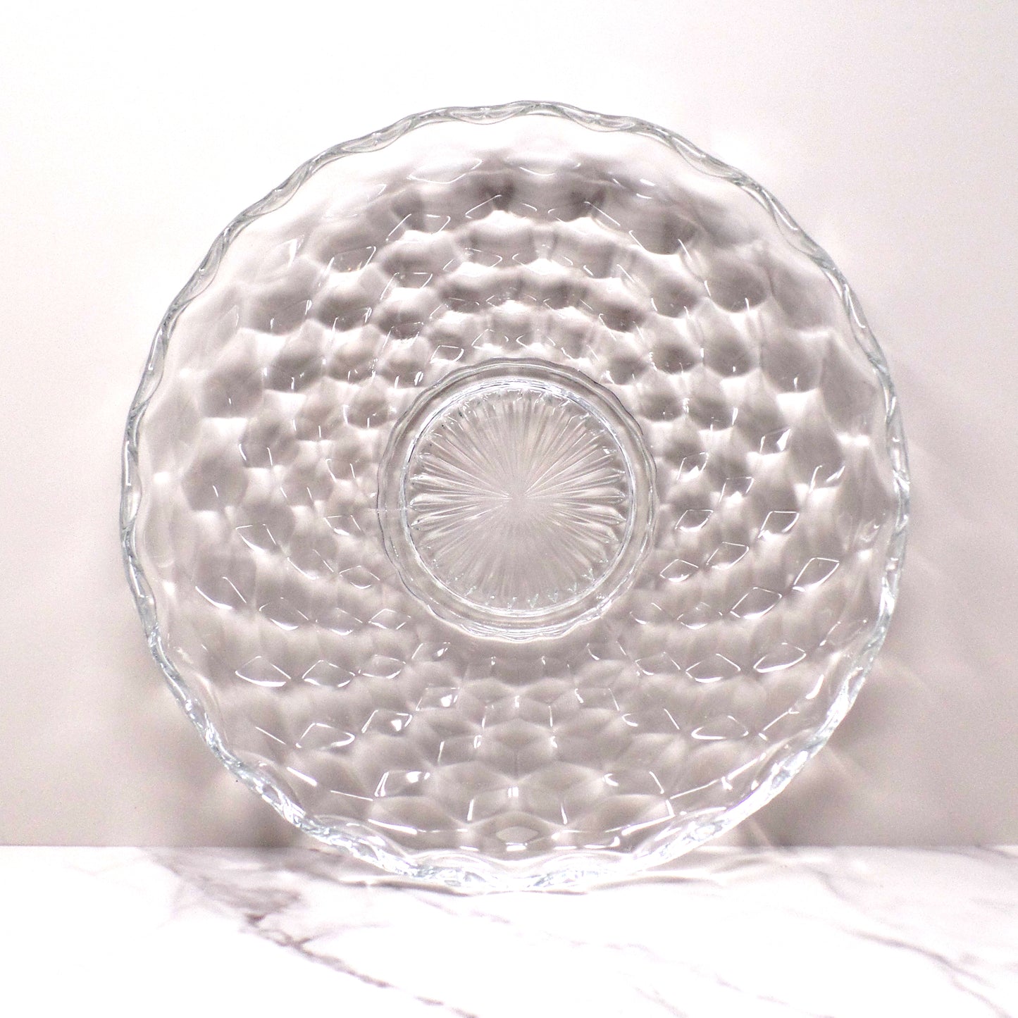 Vintage Fostoria American Clear (2056) Large Round Crystal Platter with High Sides