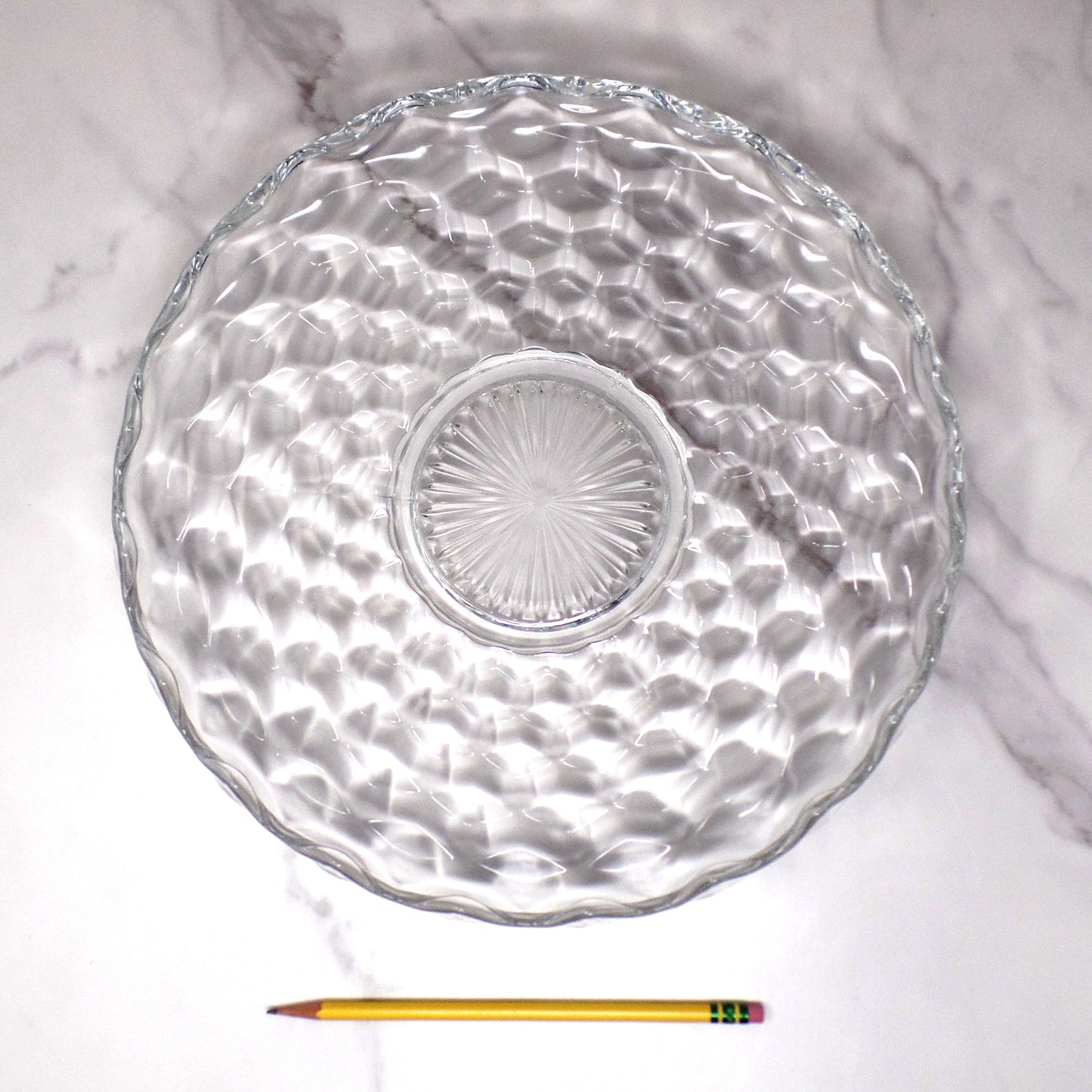 Vintage Fostoria American Clear (2056) Large Round Crystal Platter with High Sides