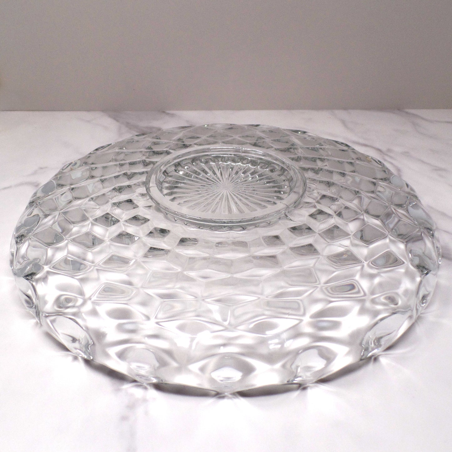 Vintage Fostoria American Clear (2056) Large Round Crystal Platter with High Sides