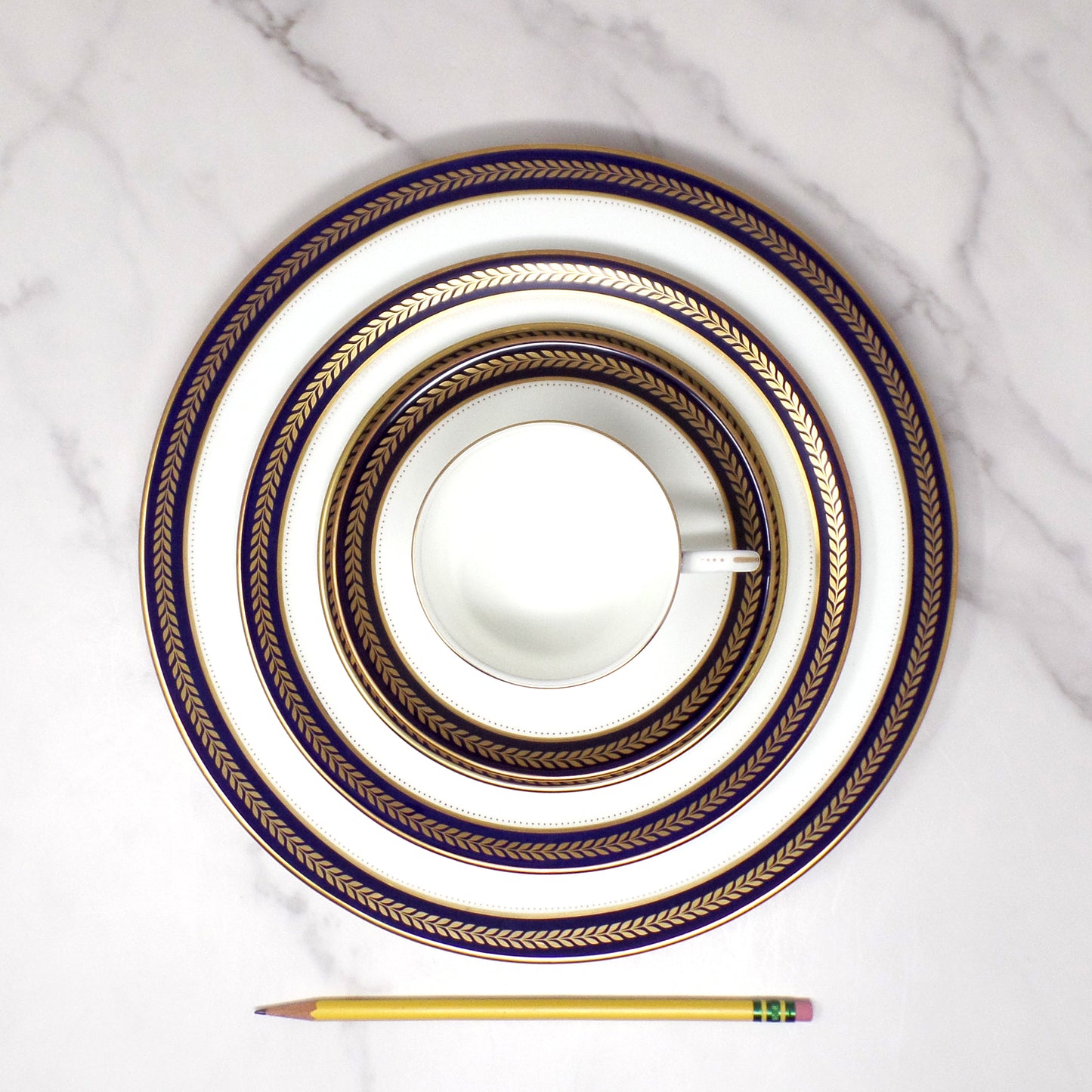 Vintage Coalport Bone China Blue Wheat 6 piece Place Setting (1972-93)