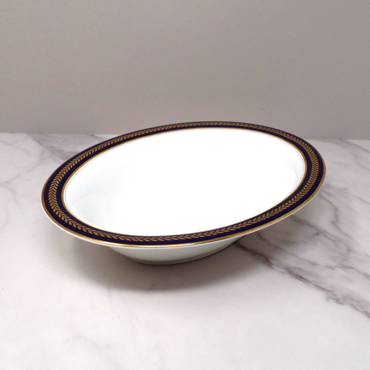 Vintage Coalport Bone China Blue Wheat Oval Vegetable Serving Bowl (1972-93)