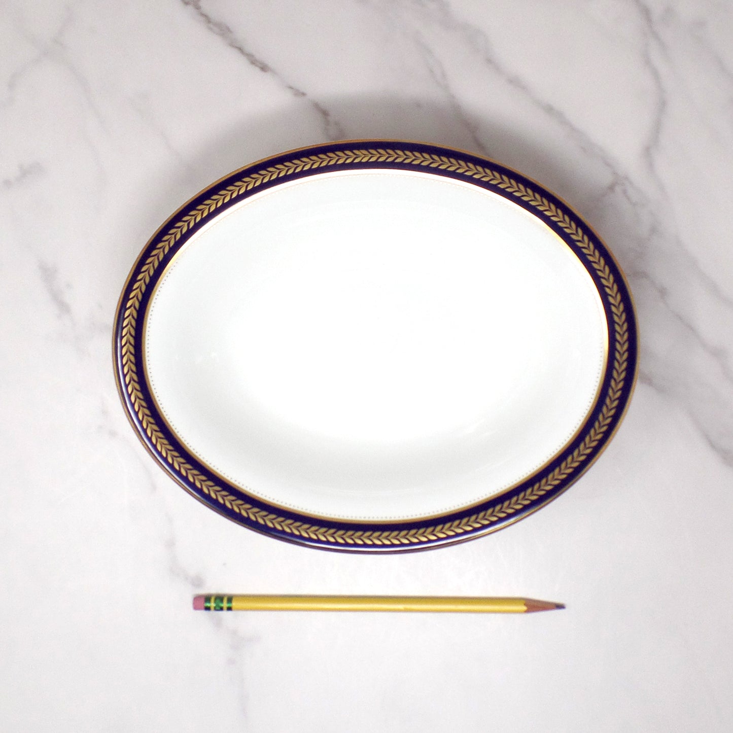 Vintage Coalport Bone China Blue Wheat Oval Vegetable Serving Bowl (1972-93)