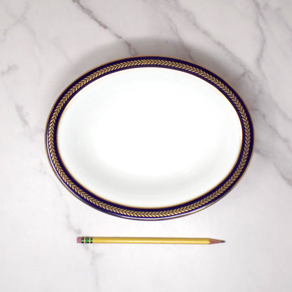 Vintage Coalport Bone China Blue Wheat Oval Vegetable Serving Bowl (1972-93)