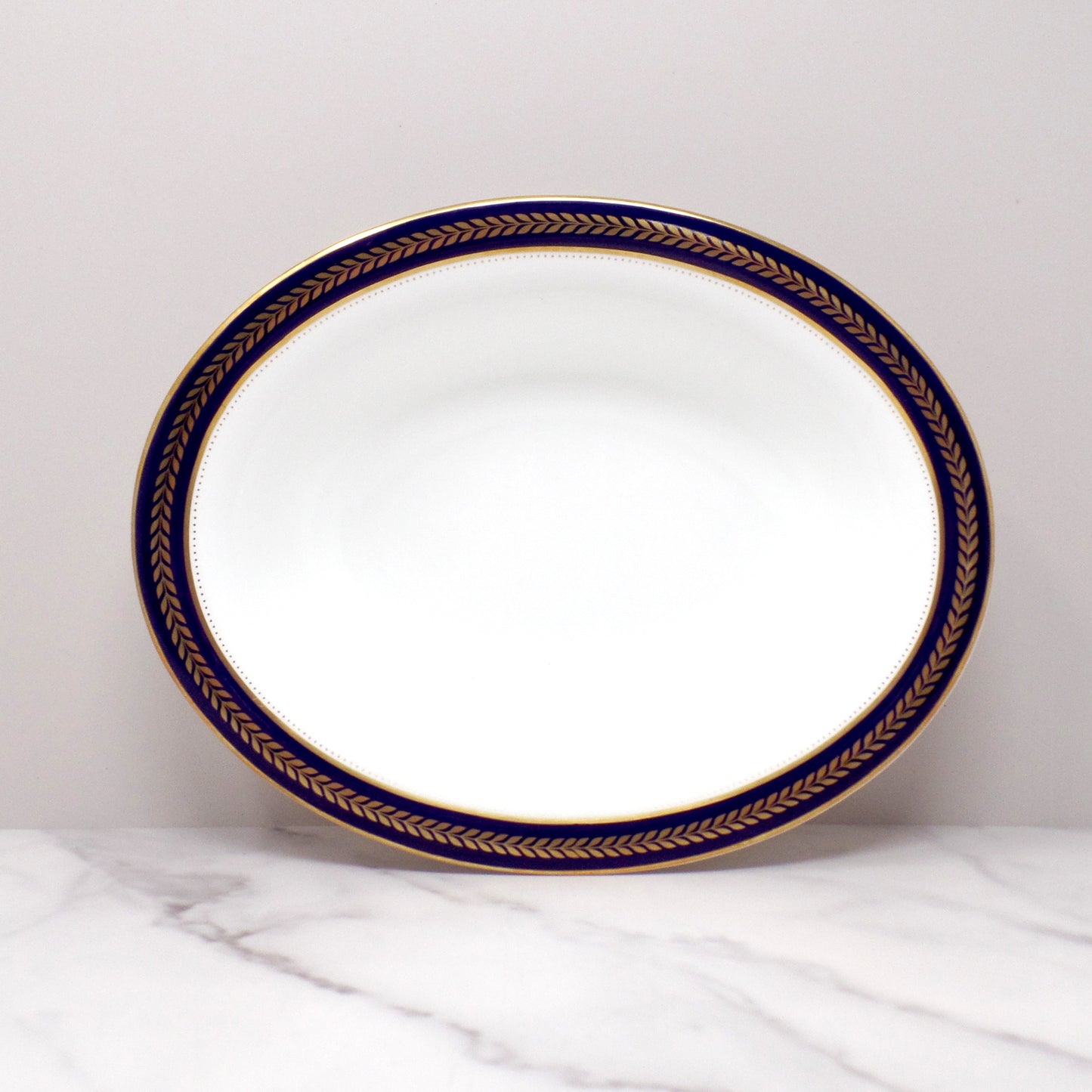 Vintage Coalport Bone China Blue Wheat Oval Vegetable Serving Bowl (1972-93)