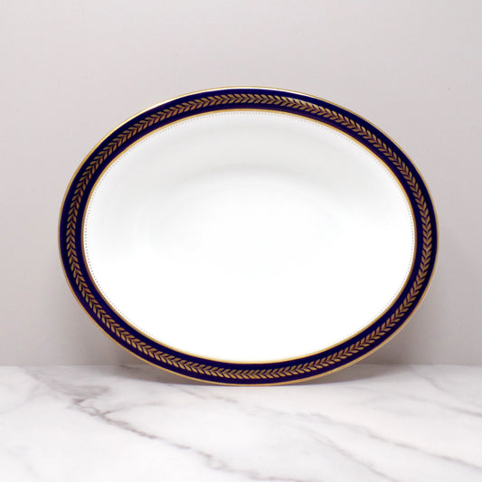 Vintage Coalport Bone China Blue Wheat Oval Vegetable Serving Bowl (1972-93)