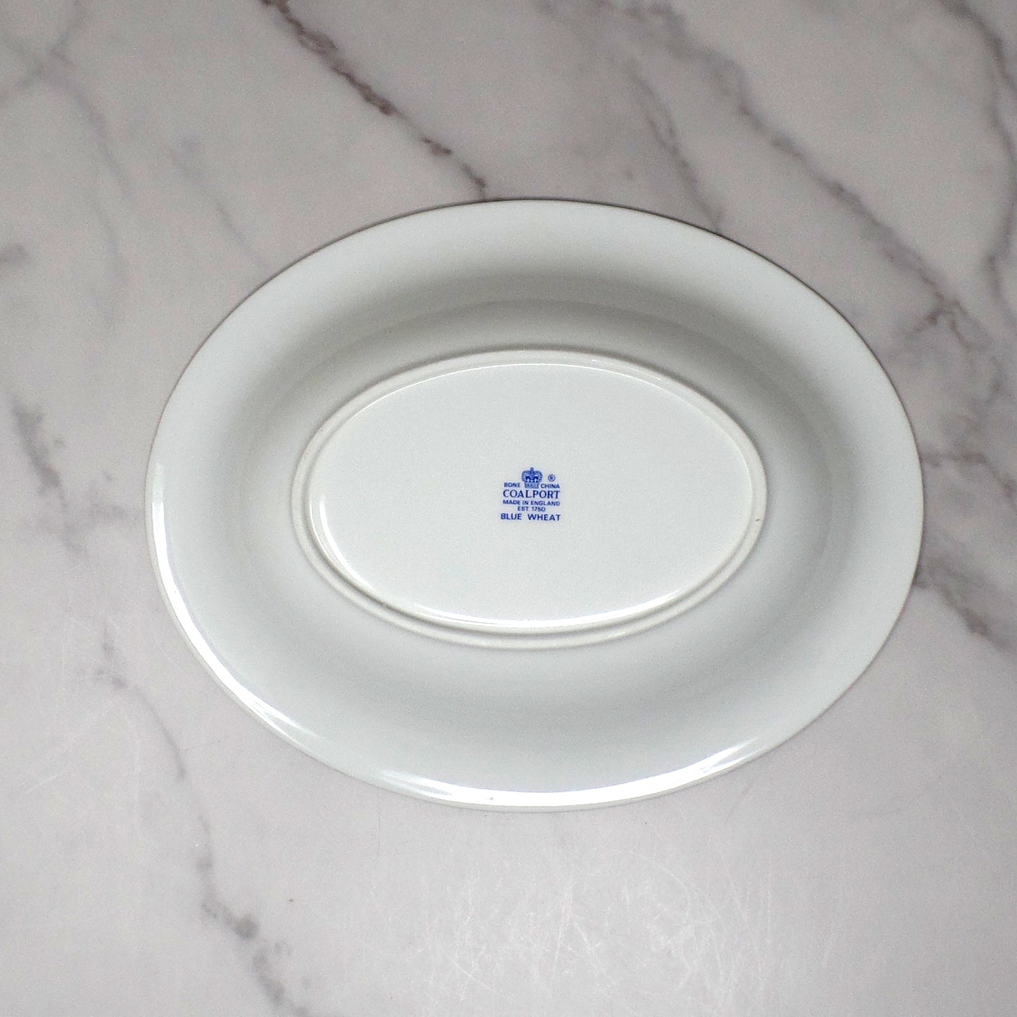 Vintage Coalport Bone China Blue Wheat Oval Vegetable Serving Bowl (1972-93)