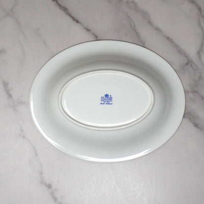 Vintage Coalport Bone China Blue Wheat Oval Vegetable Serving Bowl (1972-93)