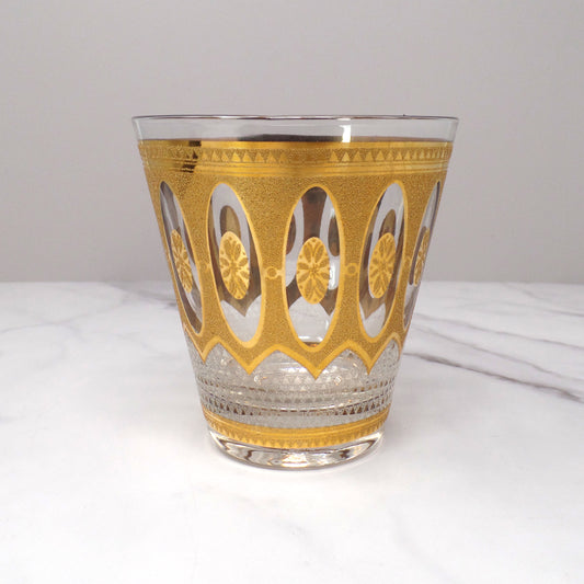 Vintage Culver Imperial Gold Regency White Double Old Fashioned / Lowball Glass (1950s - 1970s)