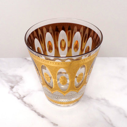 Vintage Culver Imperial Gold Regency White Double Old Fashioned / Lowball Glass (1950s - 1970s)