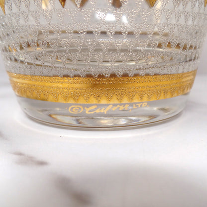 Vintage Culver Imperial Gold Regency White Double Old Fashioned / Lowball Glass (1950s - 1970s)