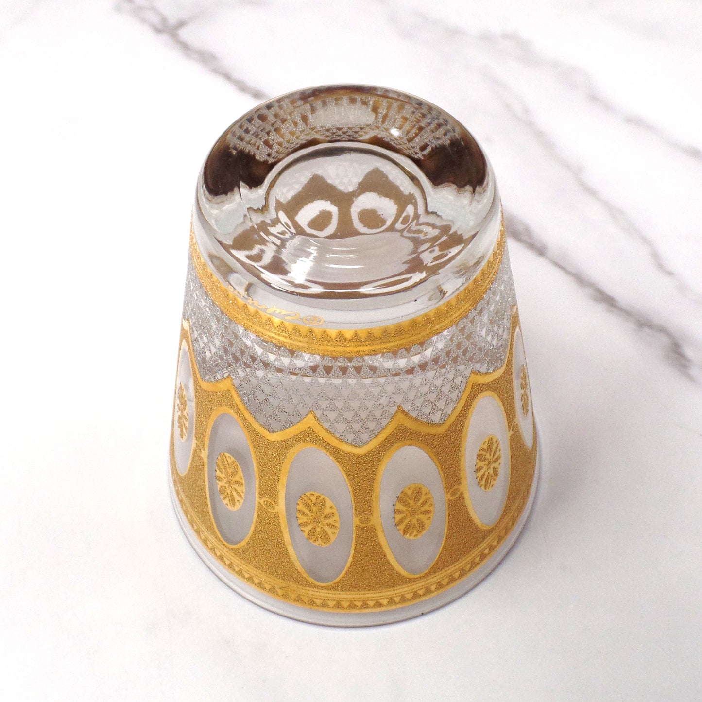 Vintage Culver Imperial Gold Regency White Double Old Fashioned / Lowball Glass (1950s - 1970s)
