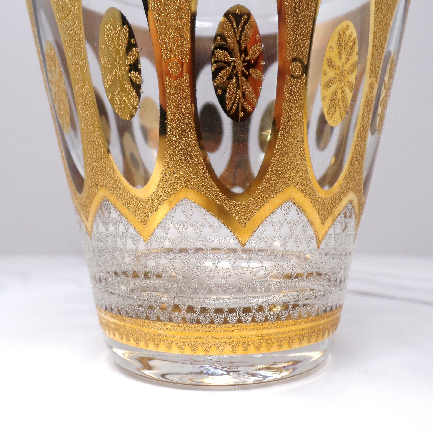 Vintage Culver Imperial Gold Regency White Double Old Fashioned / Lowball Glass (1950s - 1970s)