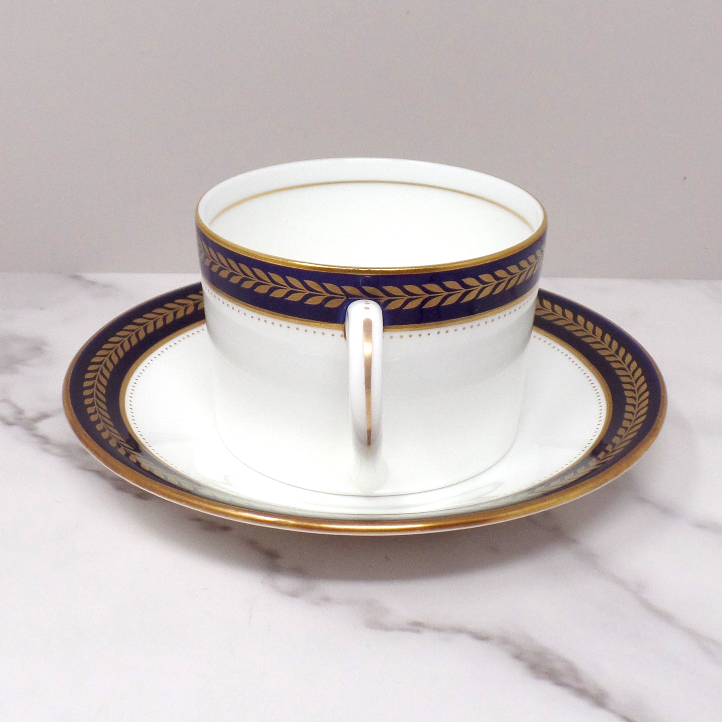 Vintage Coalport Bone China Blue Wheat Flat Cup and Saucer (1972-93)