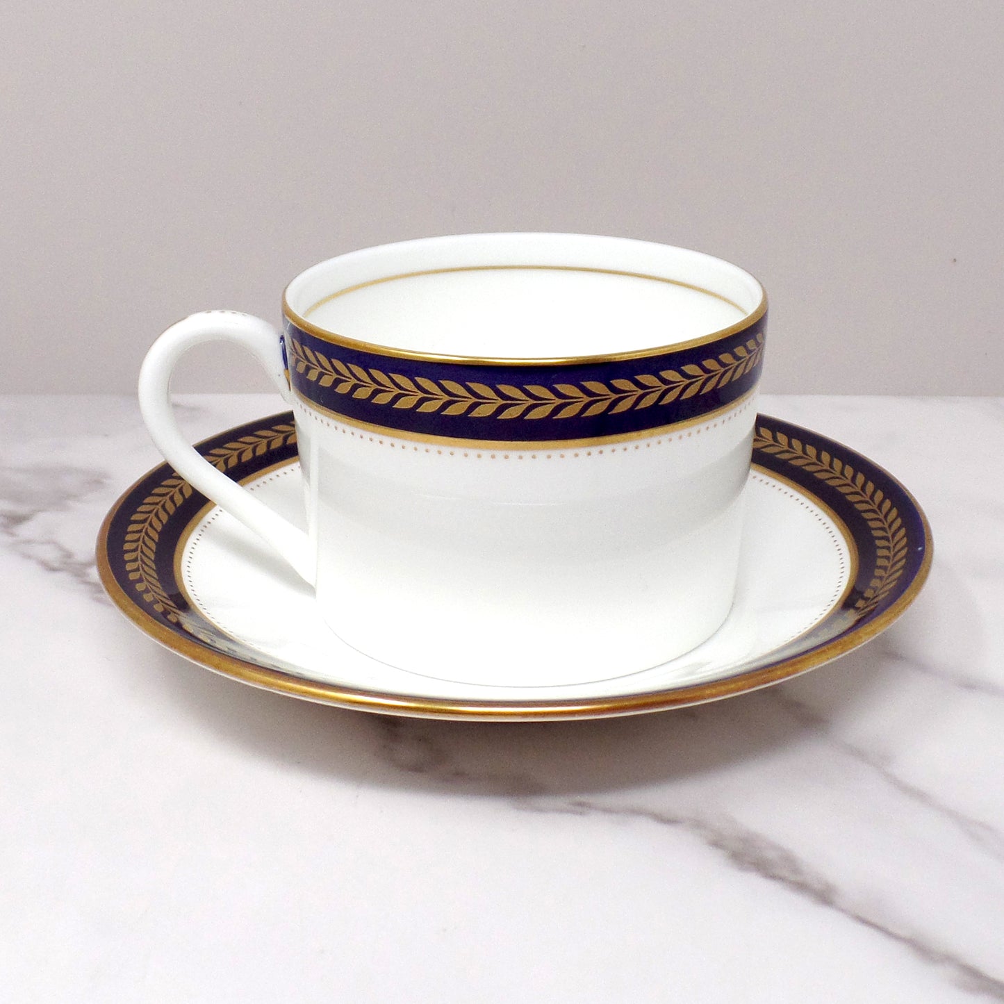 Vintage Coalport Bone China Blue Wheat Flat Cup and Saucer (1972-93)