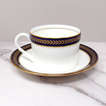 Vintage Coalport Bone China Blue Wheat Flat Cup and Saucer (1972-93)