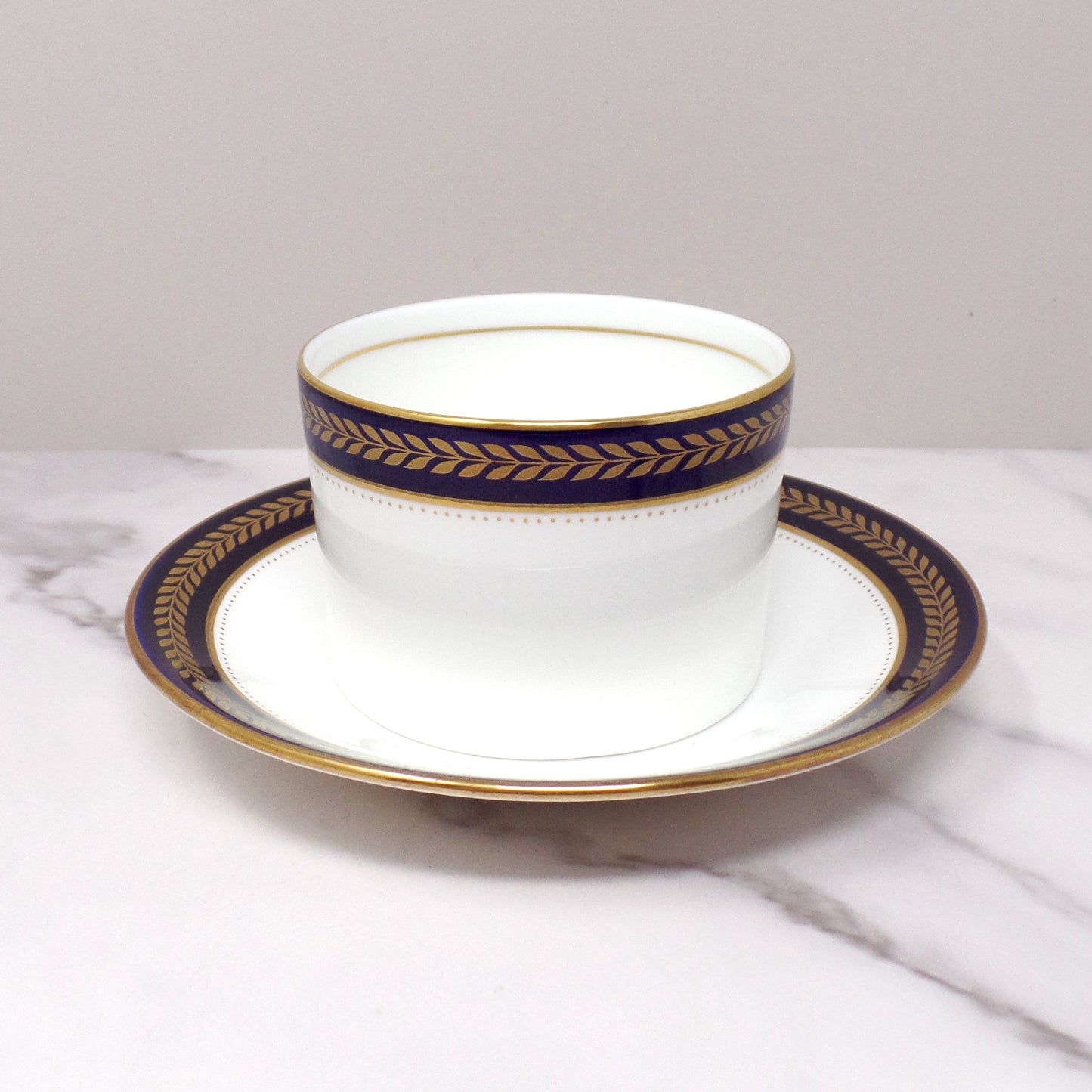 Vintage Coalport Bone China Blue Wheat Flat Cup and Saucer (1972-93)