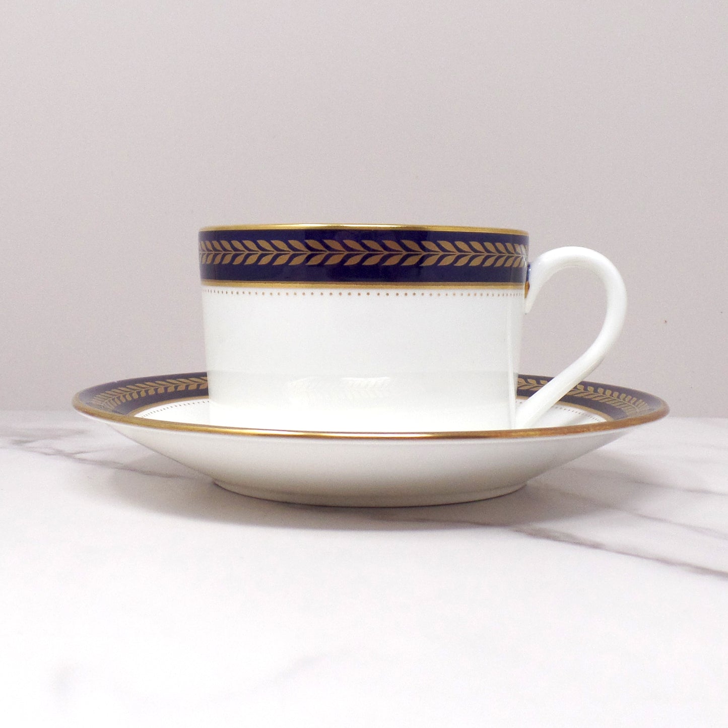 Vintage Coalport Bone China Blue Wheat Flat Cup and Saucer (1972-93)