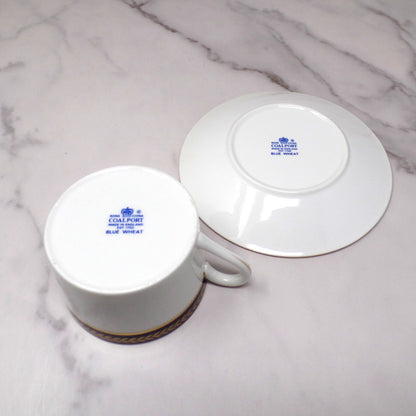 Vintage Coalport Bone China Blue Wheat Flat Cup and Saucer (1972-93)