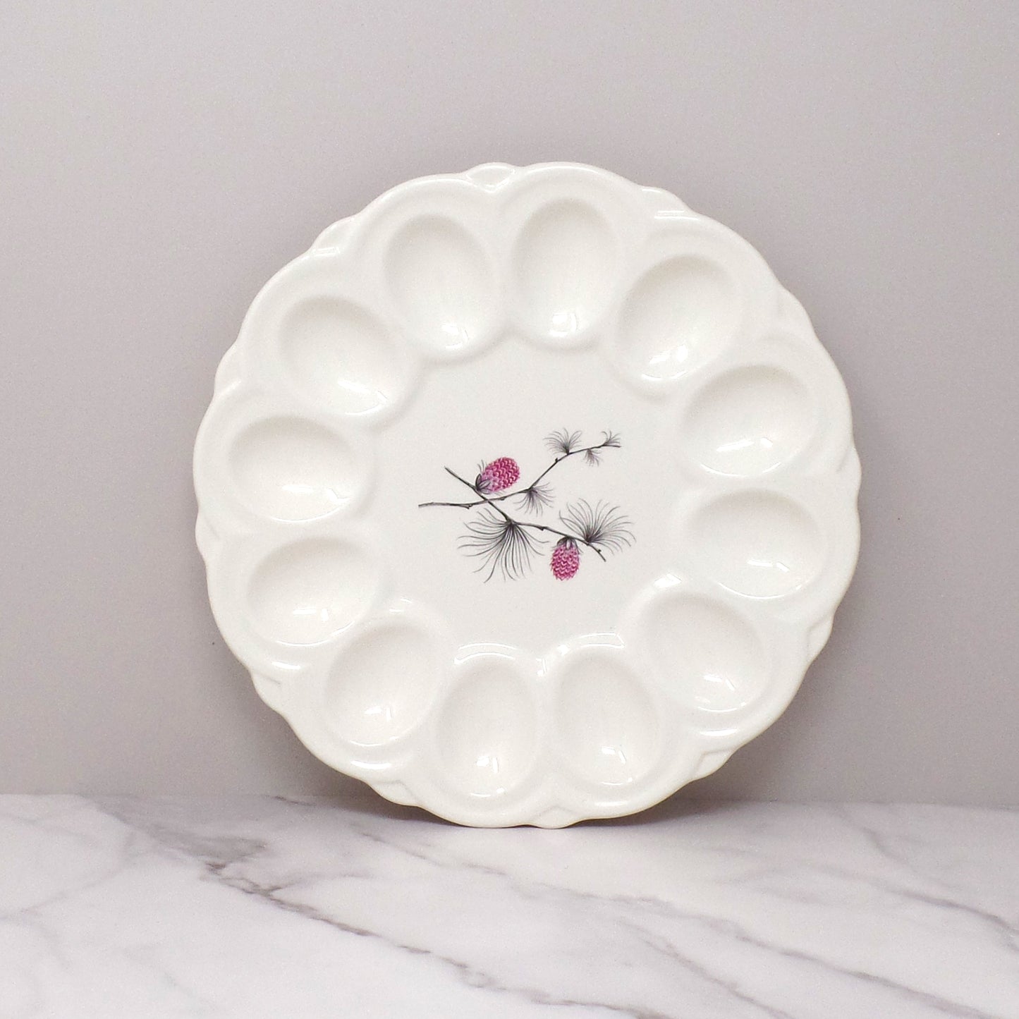 Vintage Canonsburg Ceramic Egg Platter, Wild Clover (1960s)