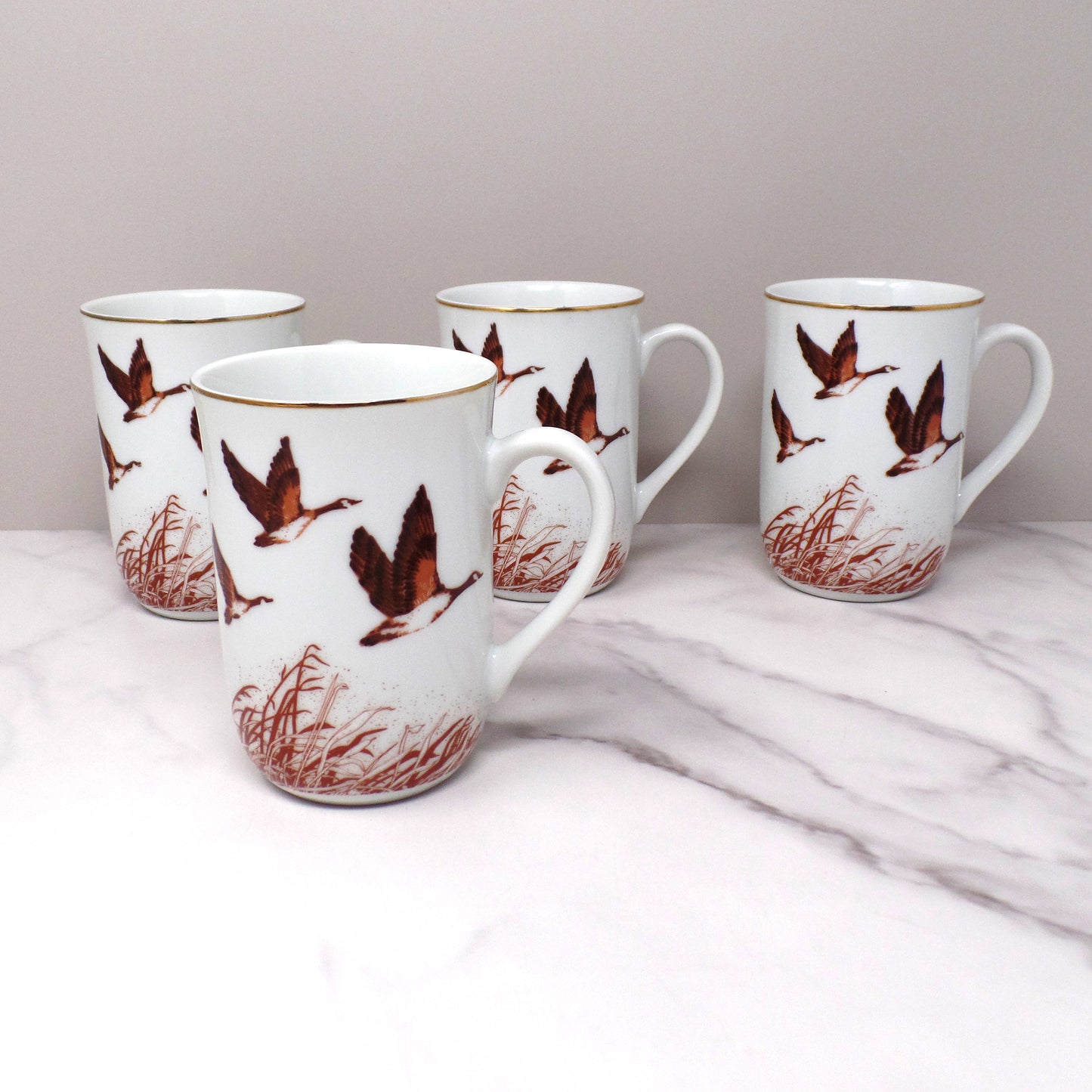 Vintage Otagiri for Gibson Greeting Cards Canada Geese Mugs, set of 4 (1990s)