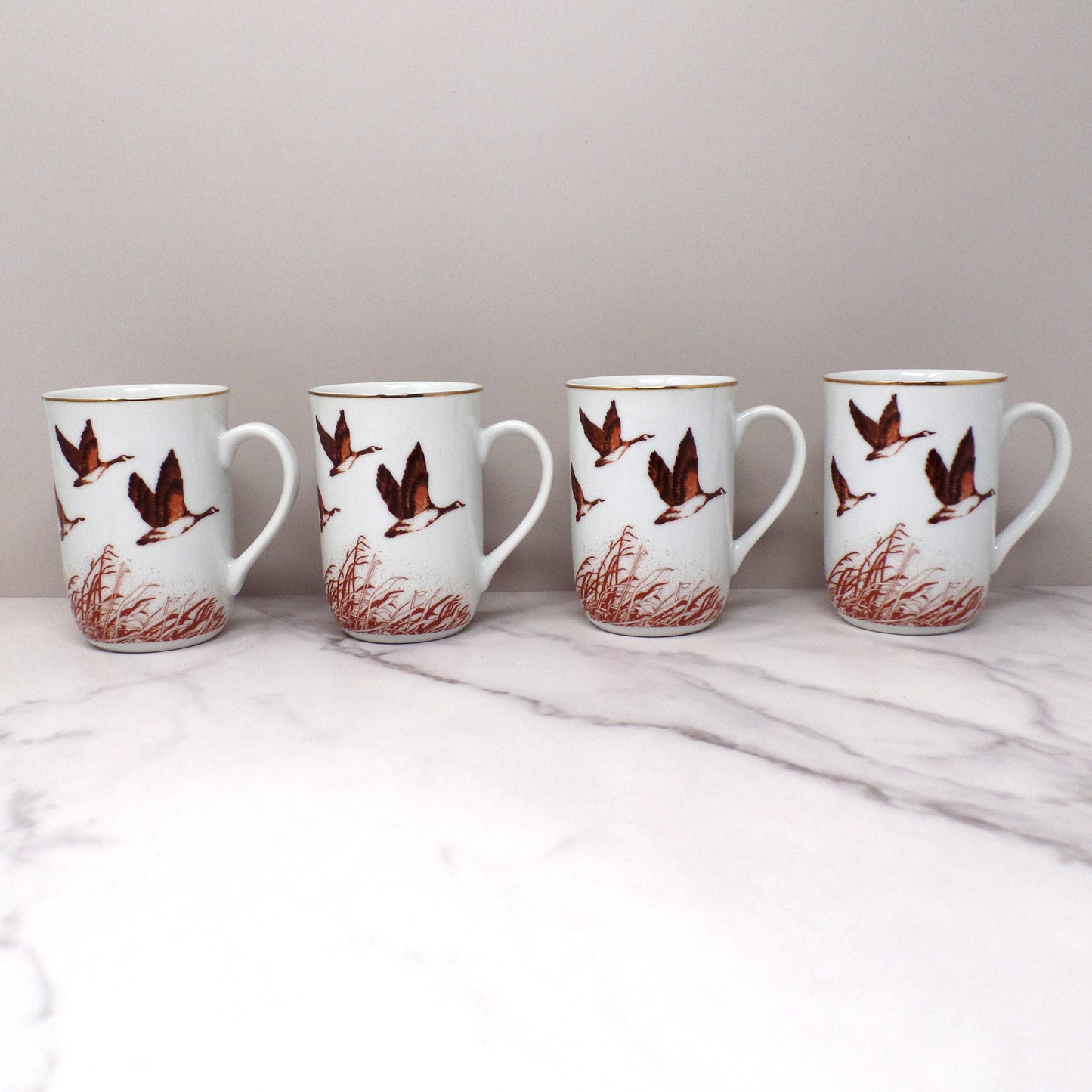 Vintage Otagiri for Gibson Greeting Cards Canada Geese Mugs, set of 4 (1990s)