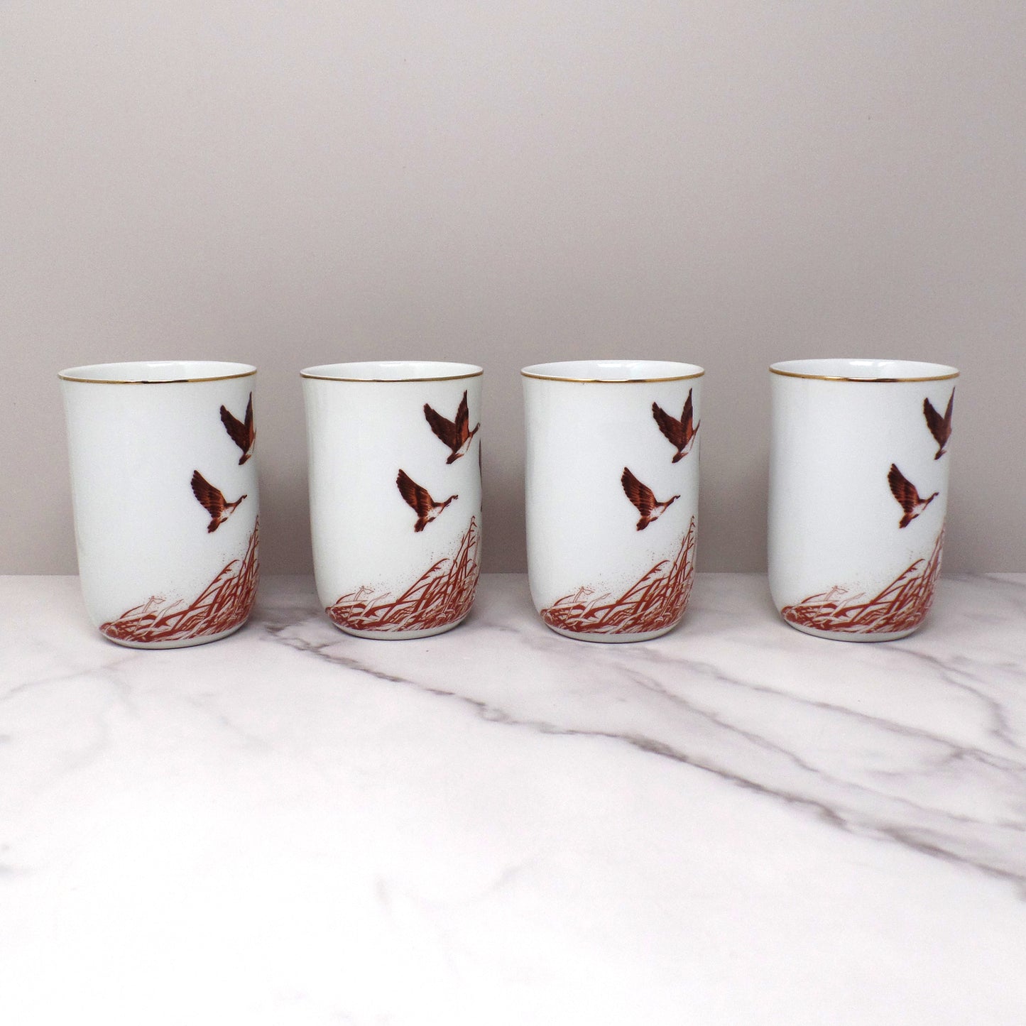 Vintage Otagiri for Gibson Greeting Cards Canada Geese Mugs, set of 4 (1990s)