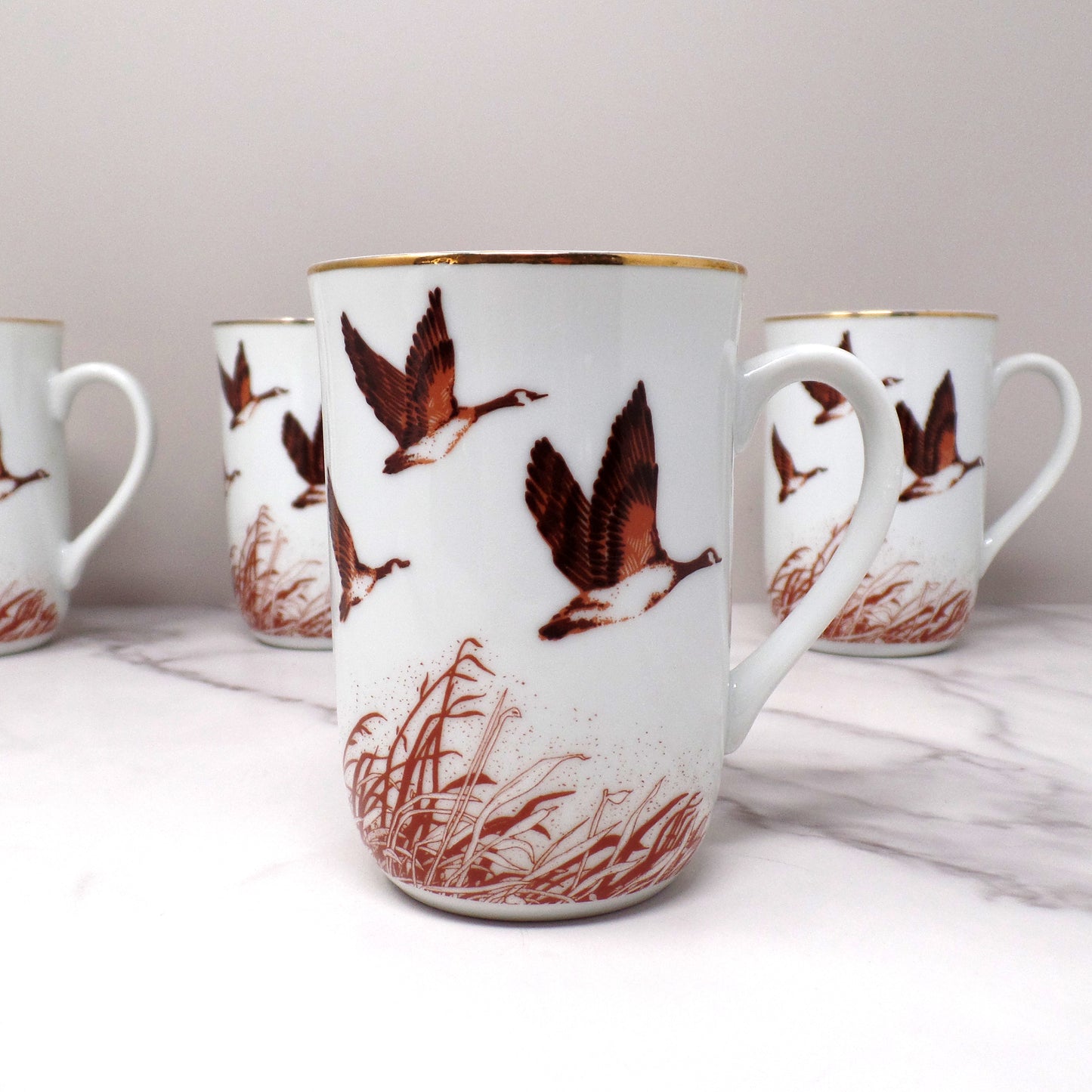 Vintage Otagiri for Gibson Greeting Cards Canada Geese Mugs, set of 4 (1990s)