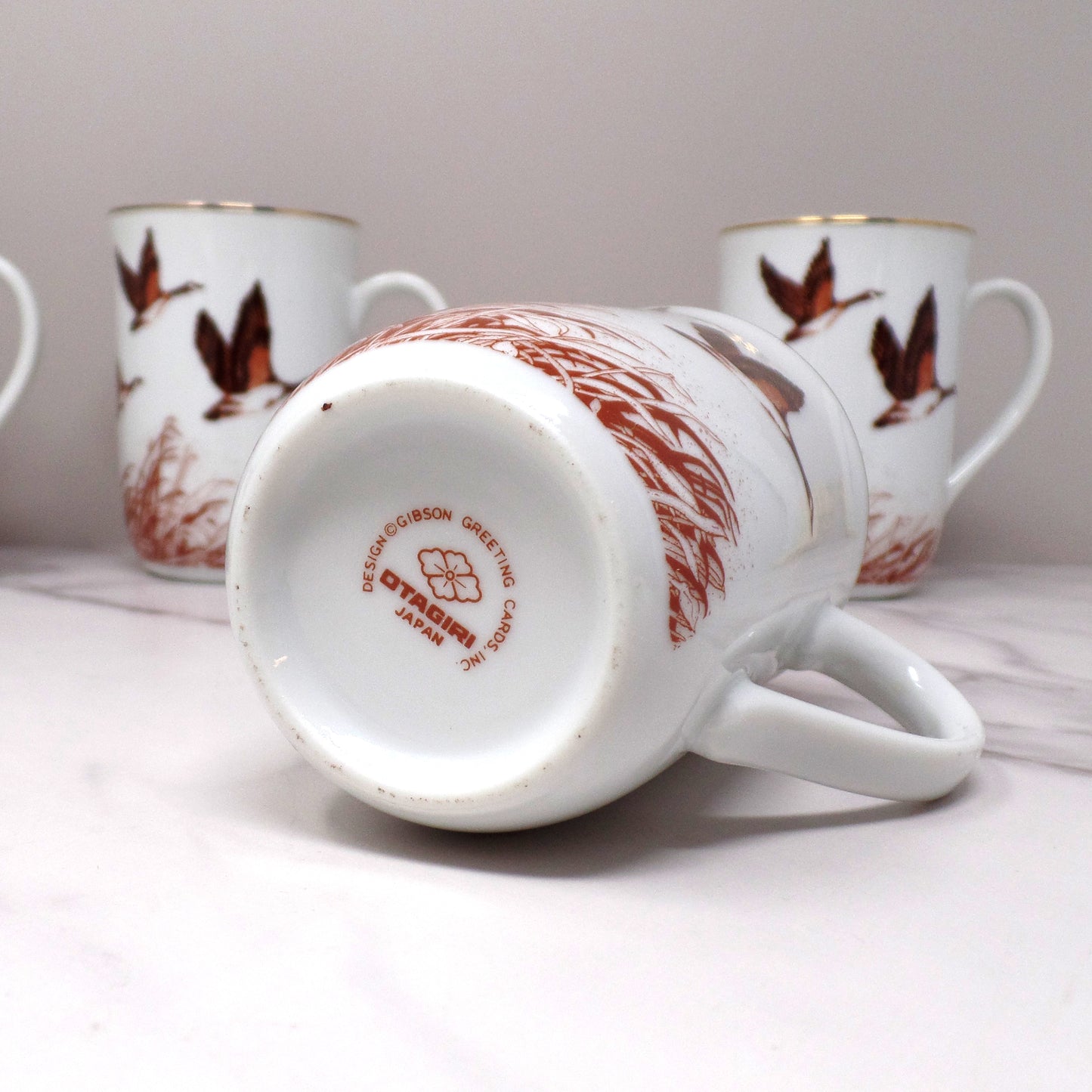 Vintage Otagiri for Gibson Greeting Cards Canada Geese Mugs, set of 4 (1990s)