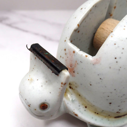 Vintage Ceramic Turtle Tape Dispenser (1970s)
