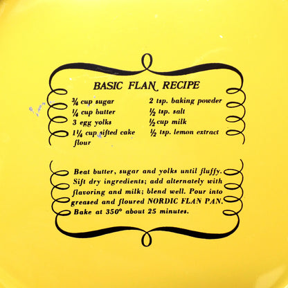 Vintage Nordic Ware Harvest Yellow Flan Pan with Recipe (1970s)