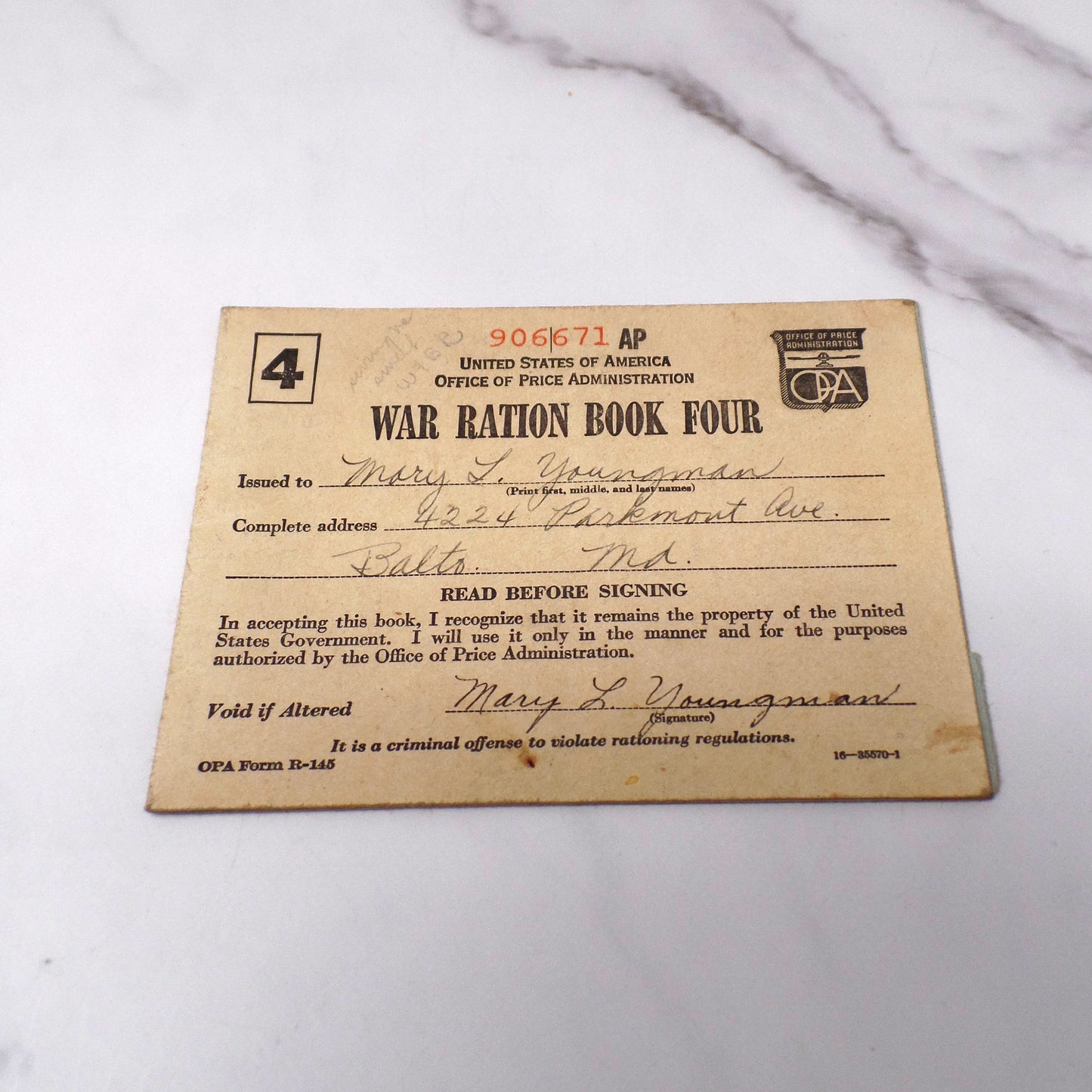 Vintage WWII Ration Books, set of 4 (1940s)