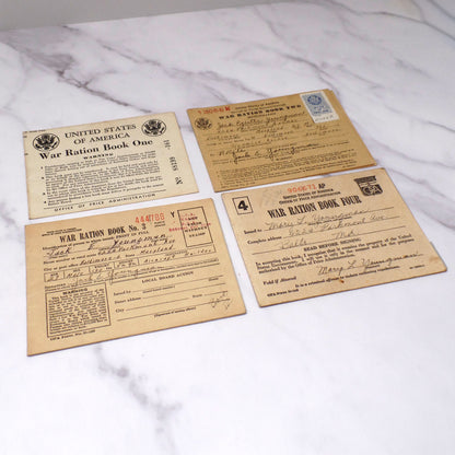 Vintage WWII Ration Books, set of 4 (1940s)