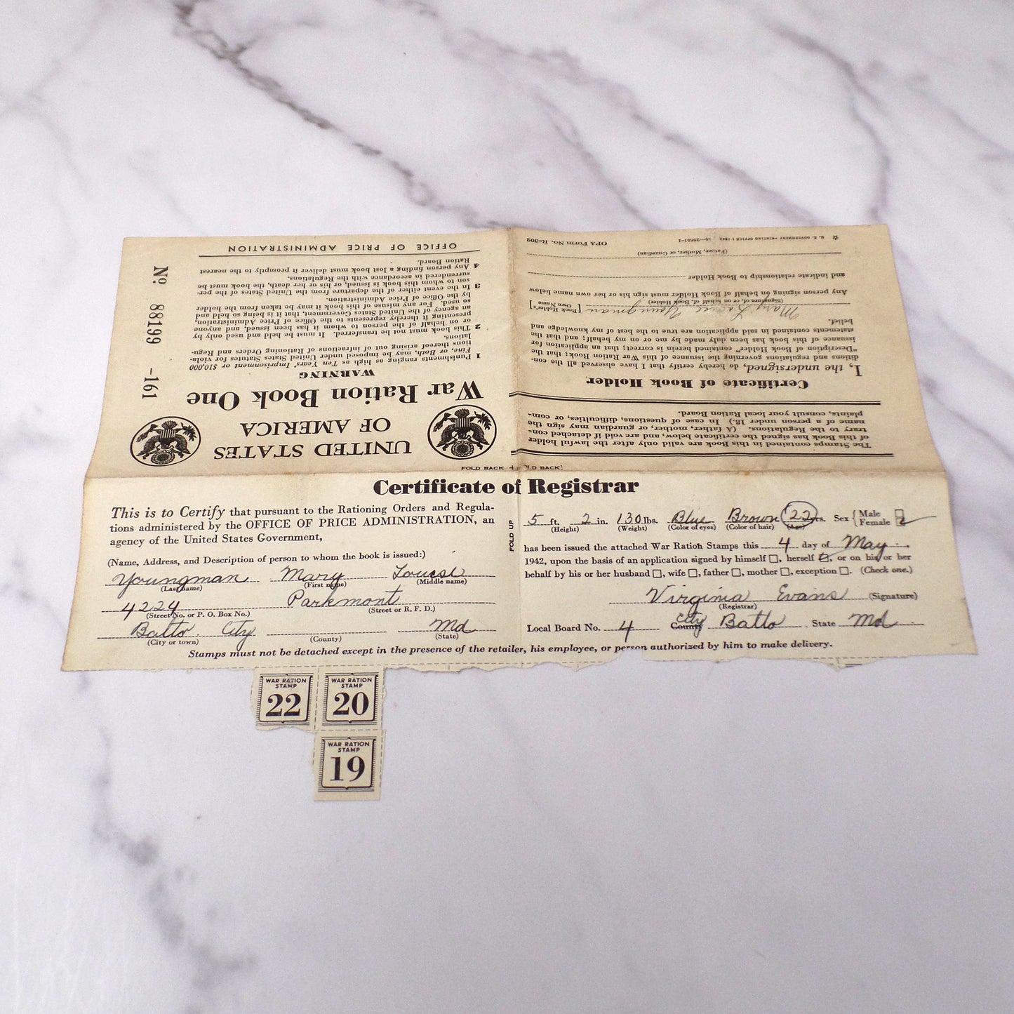 Vintage WWII Ration Books, set of 4 (1940s)