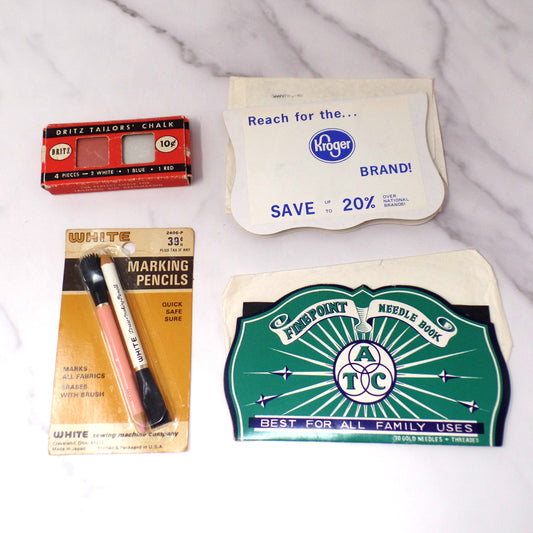 Lot of Vintage Sewing Notions (Chalk, 2 Needle Books, Marking Pencils)