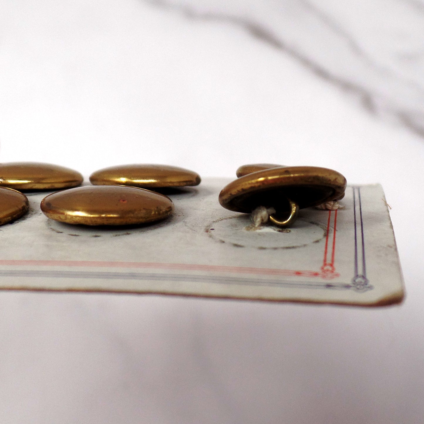 Vintage Carded Buttons, Latest Style, Gold-colored (6 on Card)