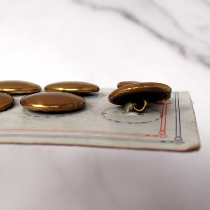 Vintage Carded Buttons, Latest Style, Gold-colored (6 on Card)