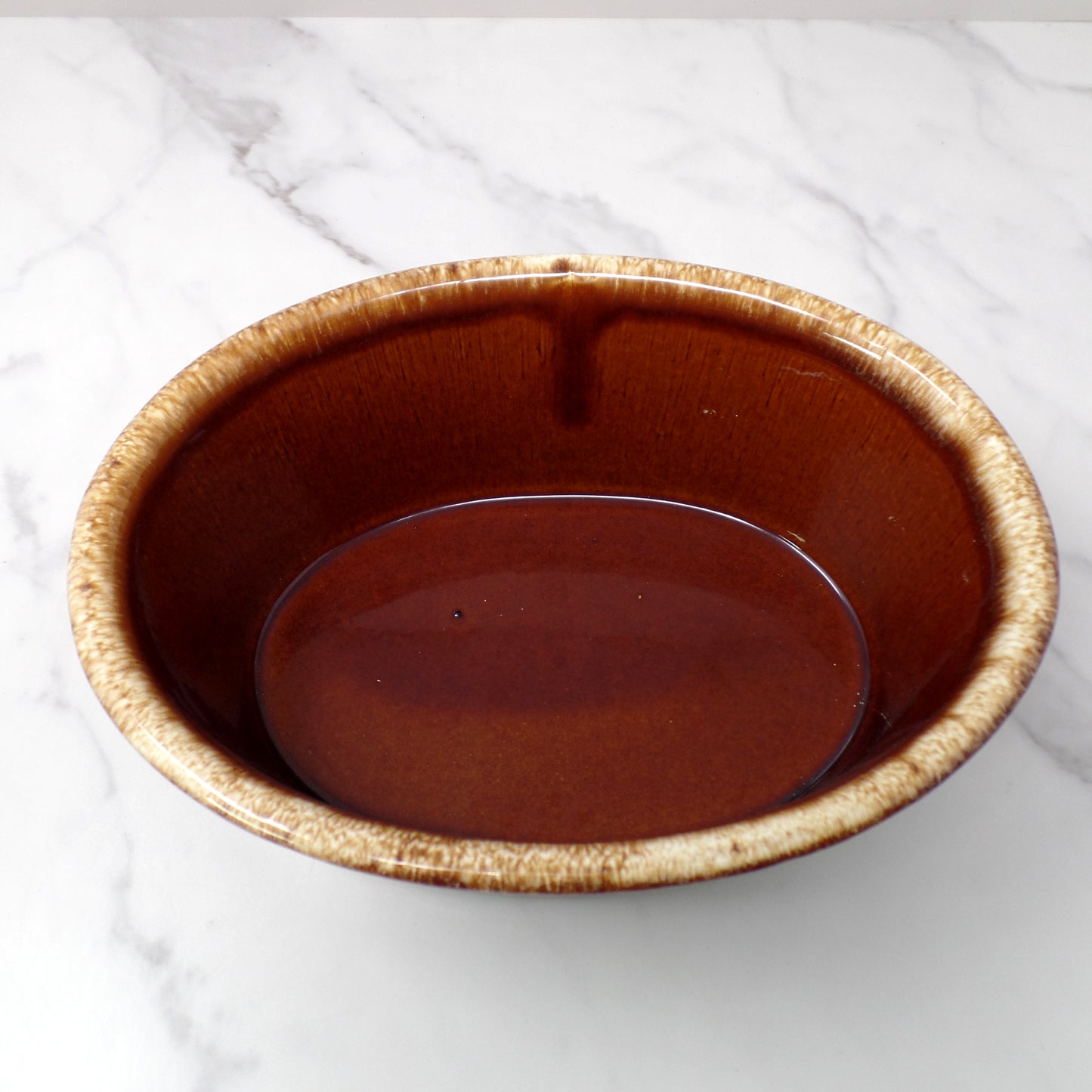 Vintage Hall Ceramic Hen on Nest Covered Casserole Dish, House ’n Garden Mirror Brown / Brown Drip (1960s)