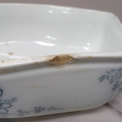 Antique Alfred Meakin Ironstone Transferware Covered Vegetable Dish, Blossom (c1875)