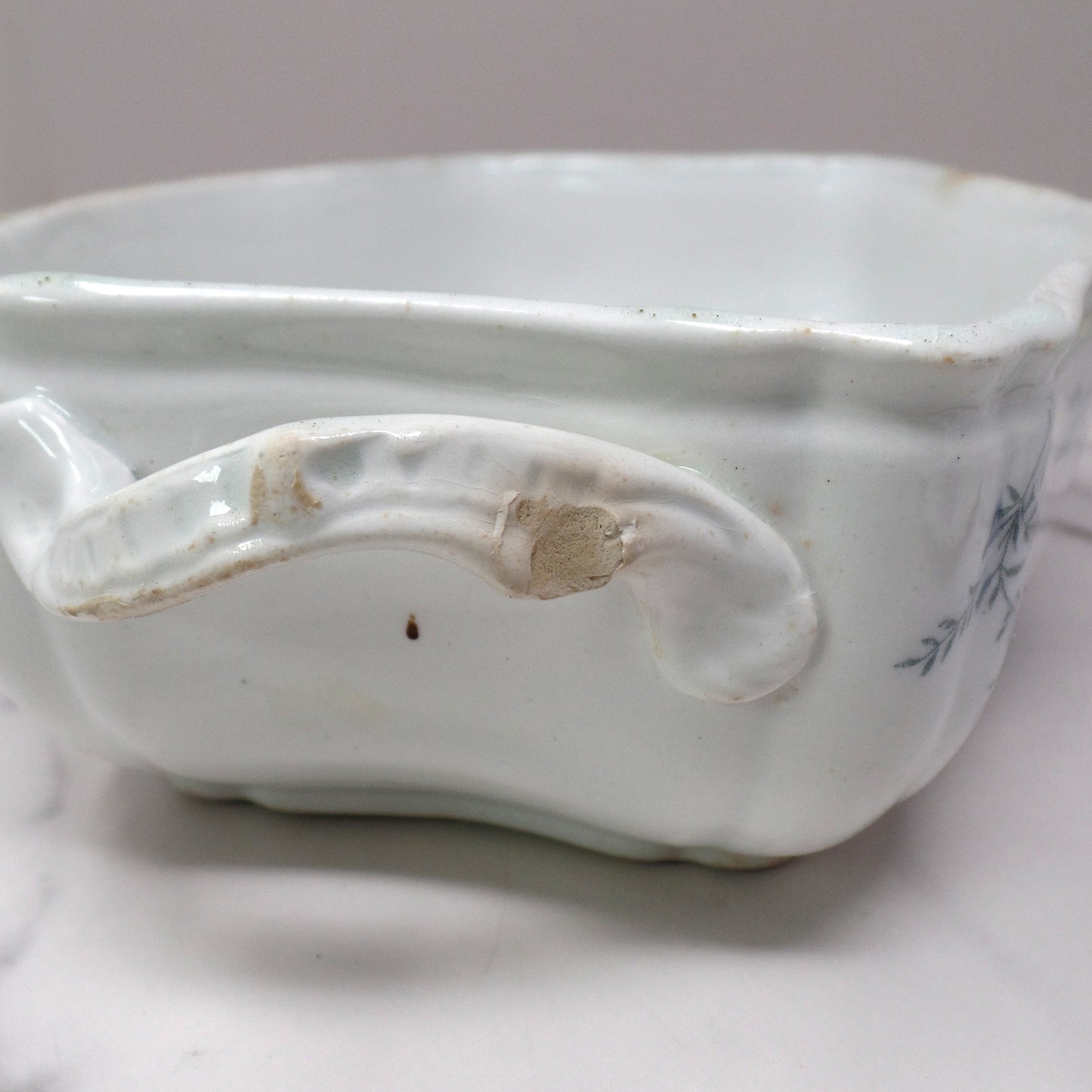 Antique Alfred Meakin Ironstone Transferware Covered Vegetable Dish, Blossom (c1875)