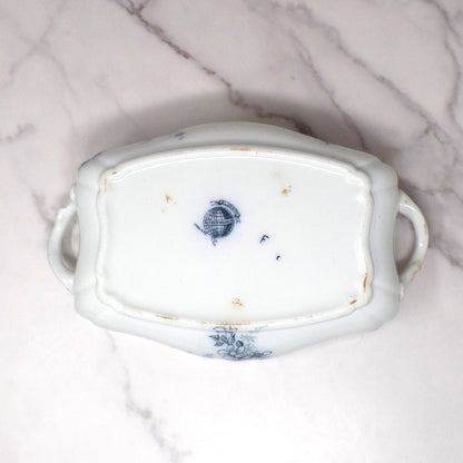 Antique Alfred Meakin Ironstone Transferware Covered Vegetable Dish, Blossom (c1875)