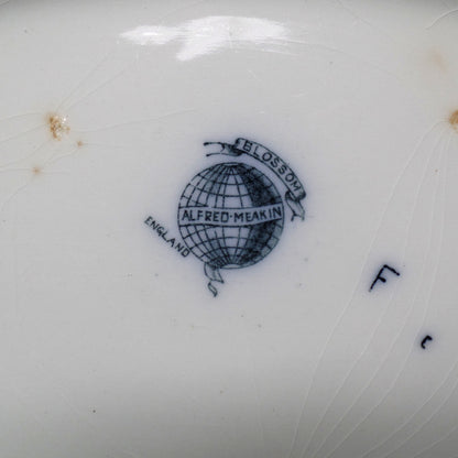 Antique Alfred Meakin Ironstone Transferware Covered Vegetable Dish, Blossom (c1875)