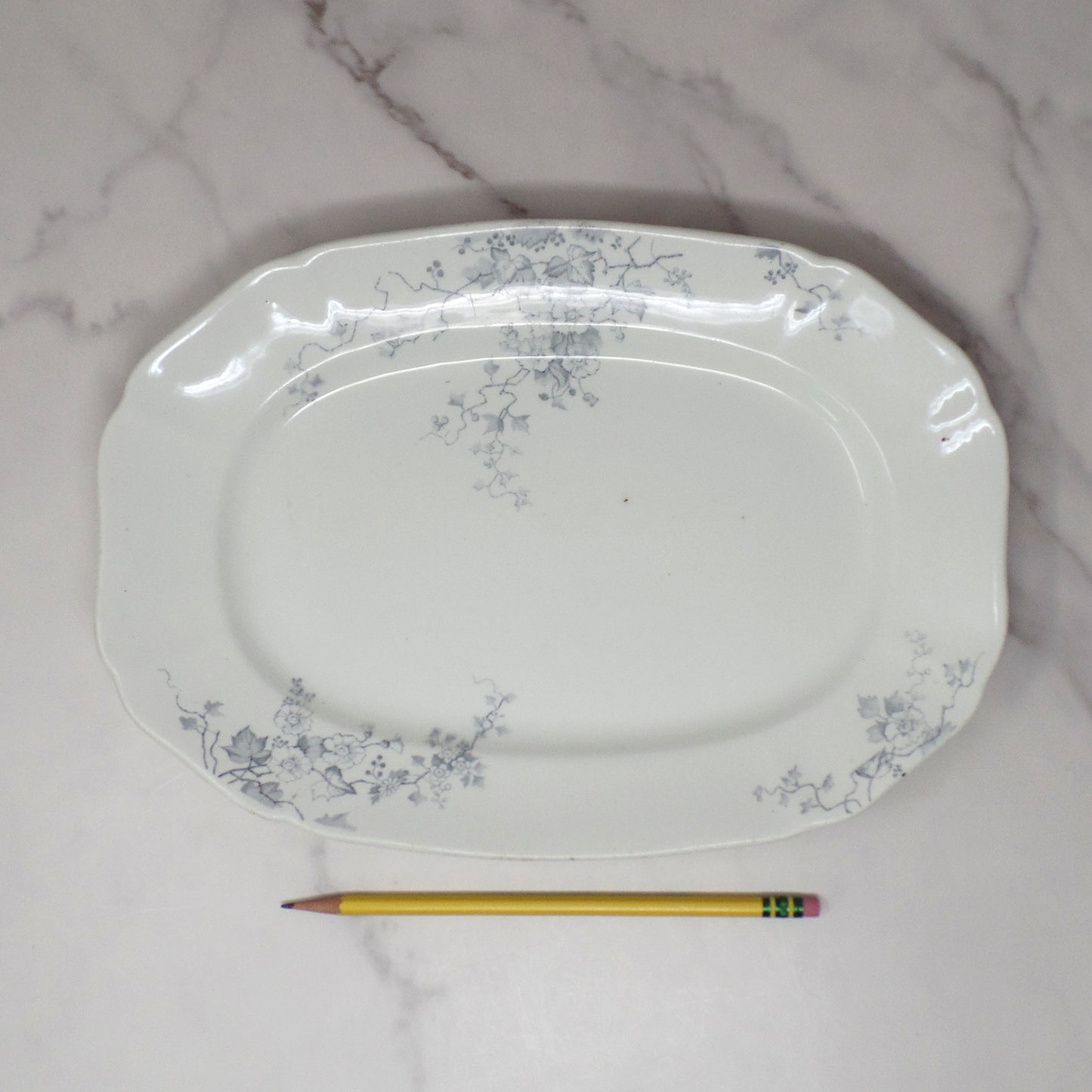 Antique Alfred Meakin Ironstone Small Transferware Platter / Underplate (12” x 8.75”), Superior (c1875)