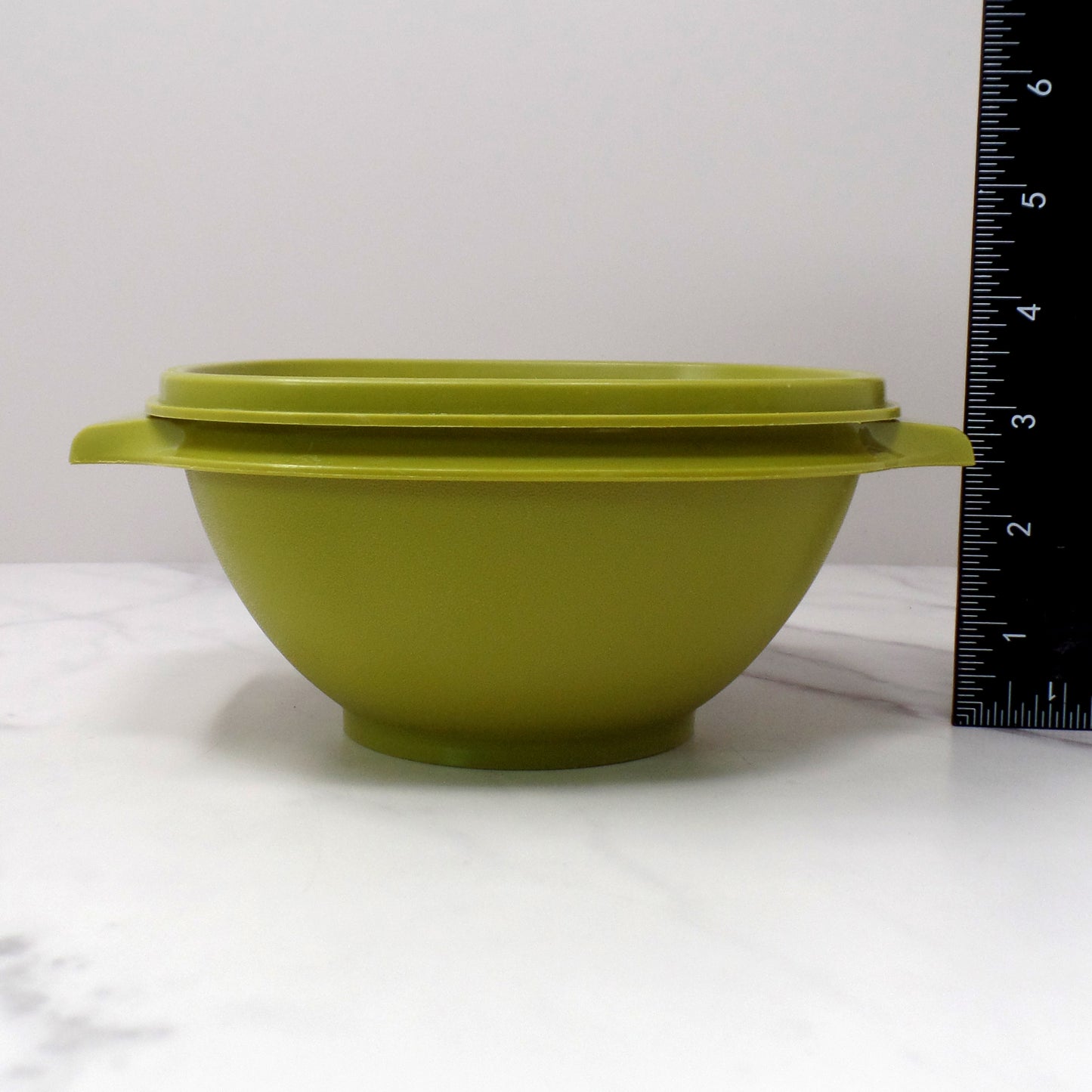 Vintage Tupperware Servalier Containers w Lids, Set of 4 (2 Yellow, 1 Orange, 1 Green) (1970s)