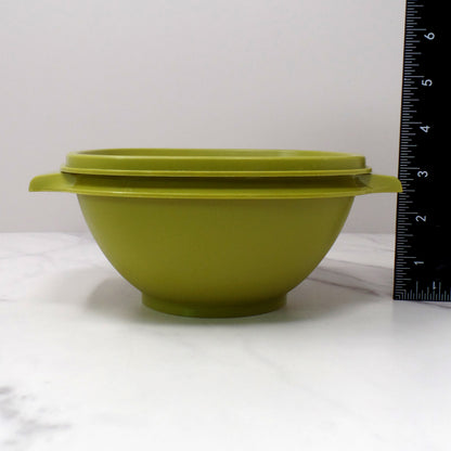 Vintage Tupperware Servalier Containers w Lids, Set of 4 (2 Yellow, 1 Orange, 1 Green) (1970s)