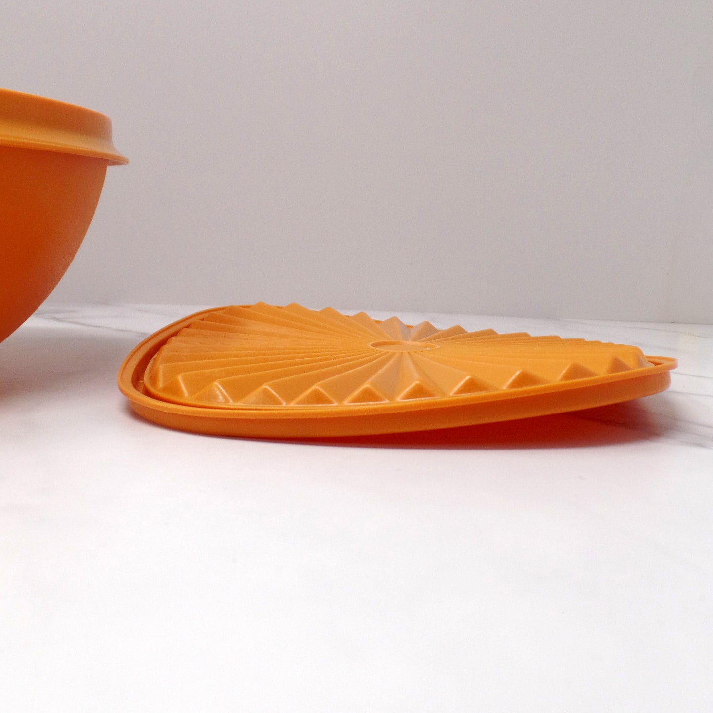 Vintage Tupperware Servalier Containers w Lids, Set of 4 (2 Yellow, 1 Orange, 1 Green) (1970s)