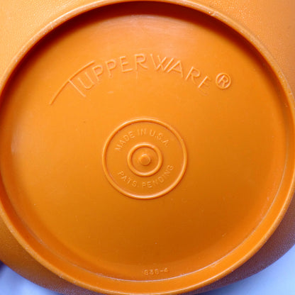 Vintage Tupperware Servalier Containers w Lids, Set of 4 (2 Yellow, 1 Orange, 1 Green) (1970s)