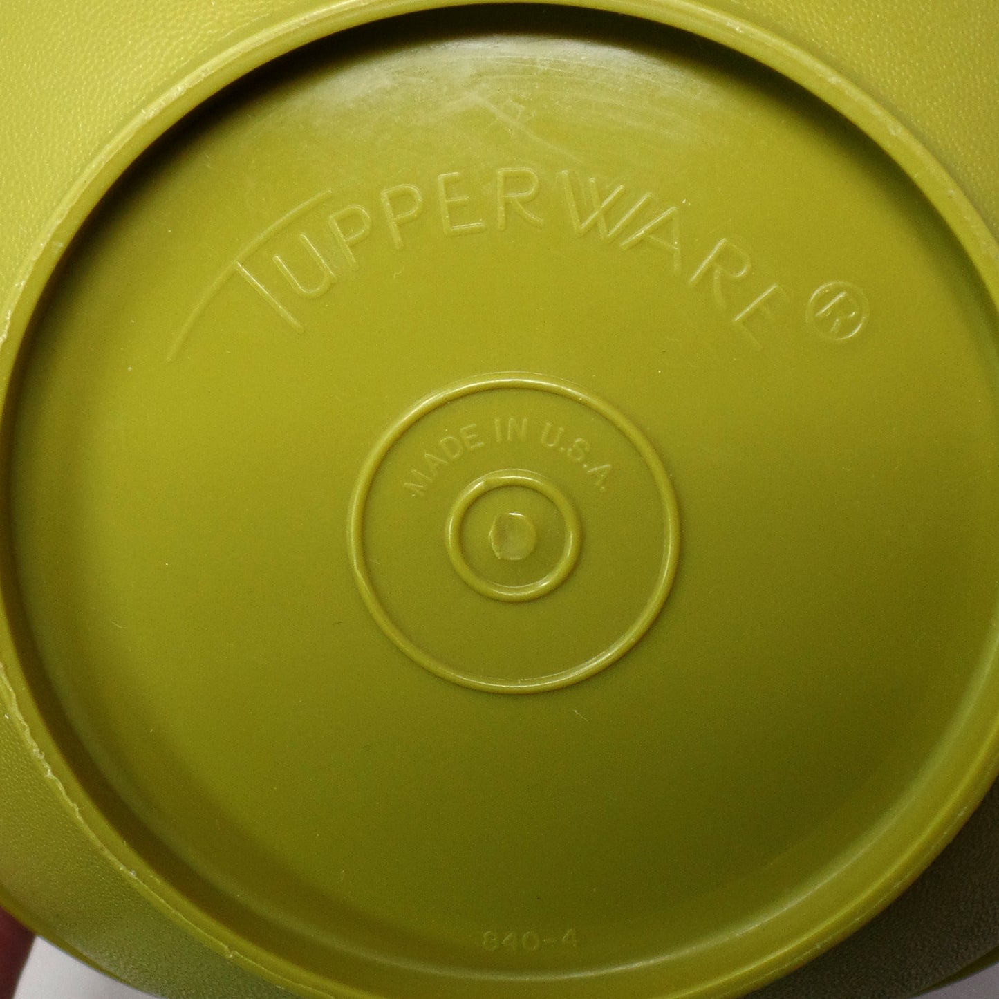 Vintage Tupperware Servalier Containers w Lids, Set of 4 (2 Yellow, 1 Orange, 1 Green) (1970s)