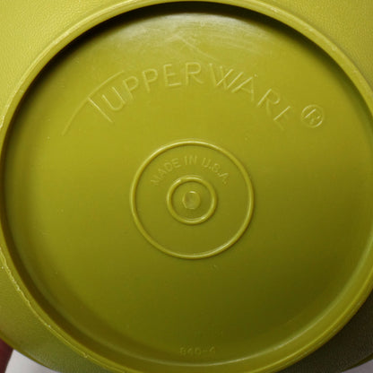 Vintage Tupperware Servalier Containers w Lids, Set of 4 (2 Yellow, 1 Orange, 1 Green) (1970s)