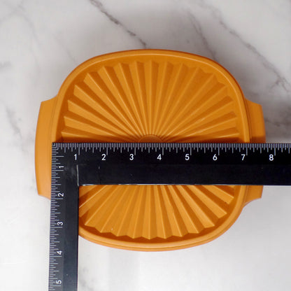 Vintage Tupperware Servalier Containers w Lids, Set of 4 (2 Yellow, 1 Orange, 1 Green) (1970s)